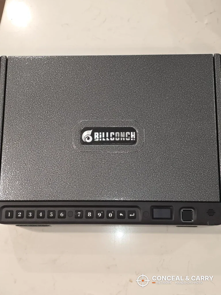 BILLCONCH handgun safe version with the fingerprint reader at the right end of the panel