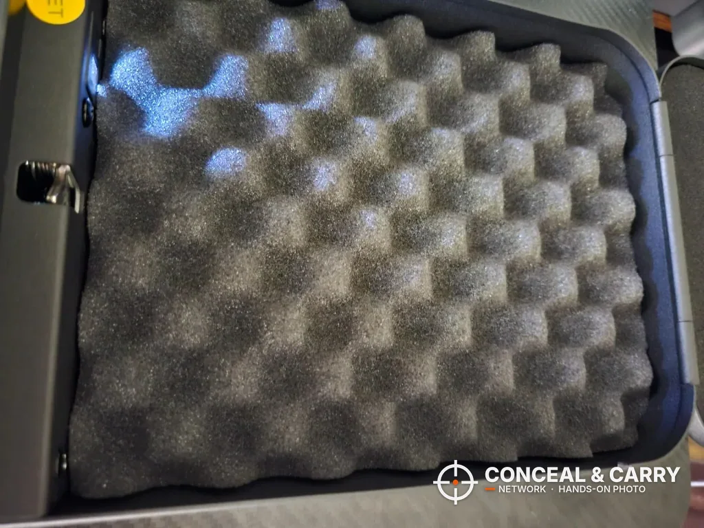 Egg-crate foam lining inside the Fitsafe safe