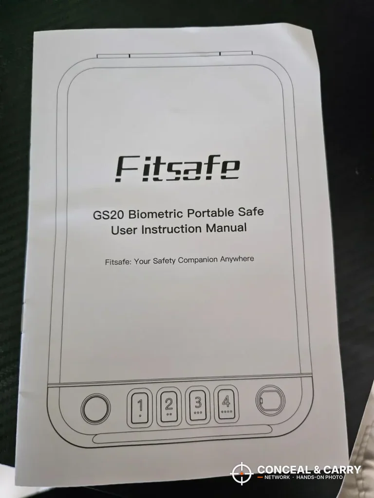 Fitsafe GS20 biometric portable safe user instruction manual