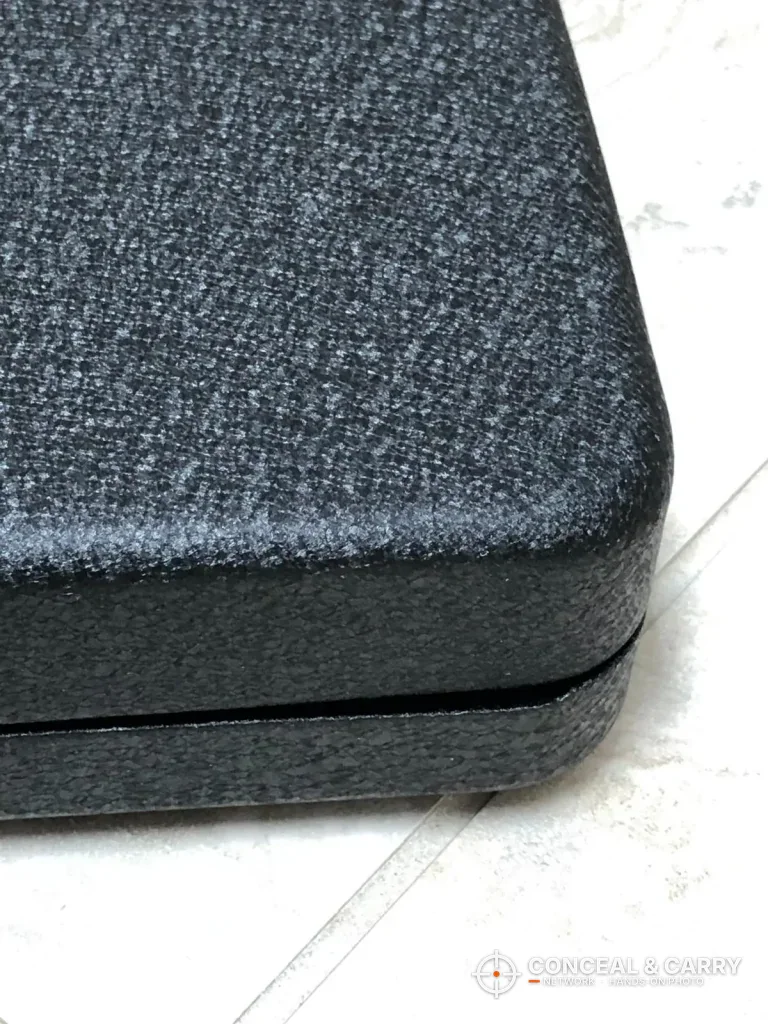Corner of the closed FSDC MLC5200 showing the textured powder coat and lid seam