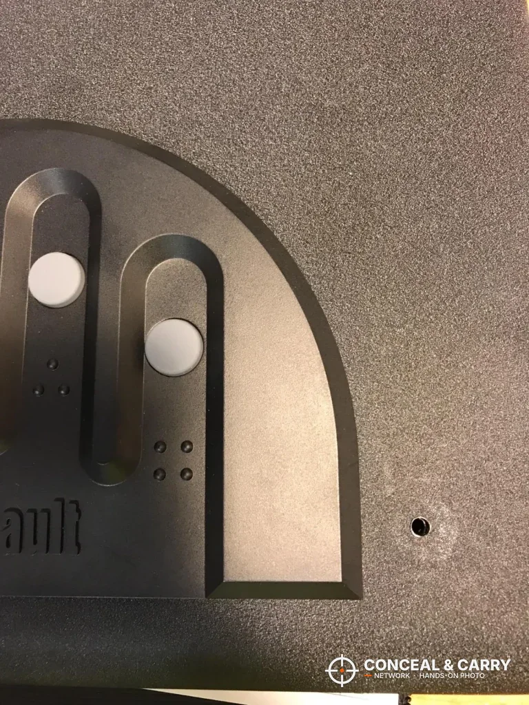Close-up of the GunVault MV500 keypad finger slots