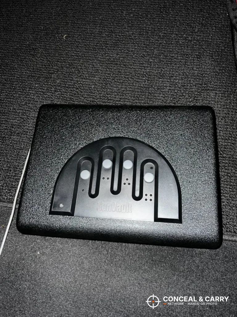 GunVault MV500 closed with the keypad facing up