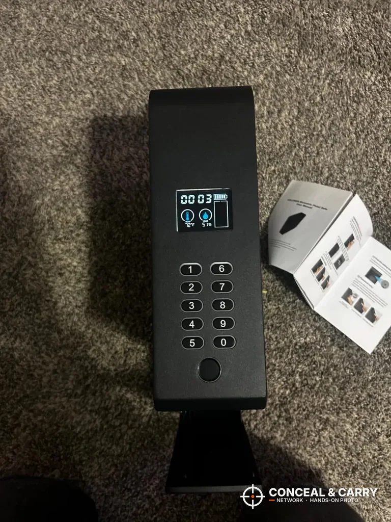 HOLEWOR slider safe top panel with the LCD screen, keypad and fingerprint reader