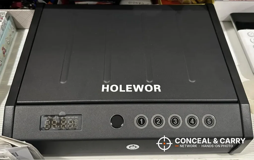 HOLEWOR handheld biometric safe front panel with LCD, fingerprint reader and five buttons