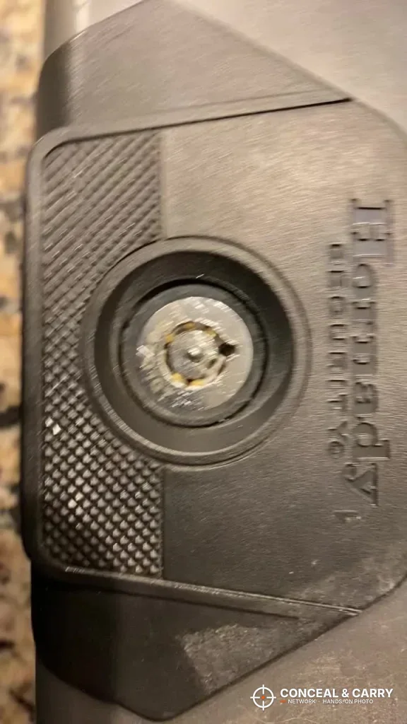 Close-up of the Hornady Lockbox barrel key lock