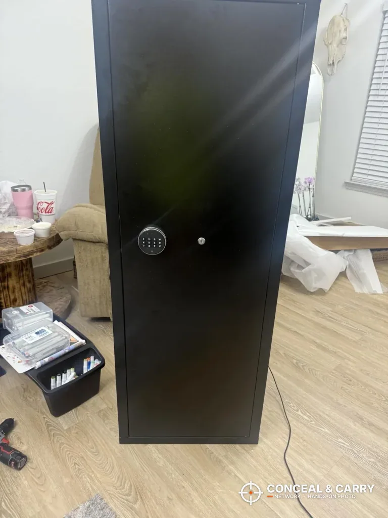 INTERGREAT gun cabinet standing upright in a living room