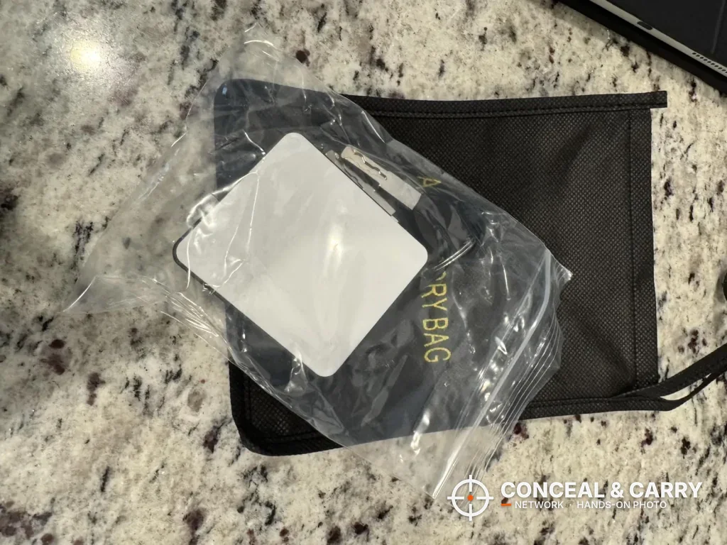 KAER 12-15 cabinet small-parts bag and sealed packet on a countertop