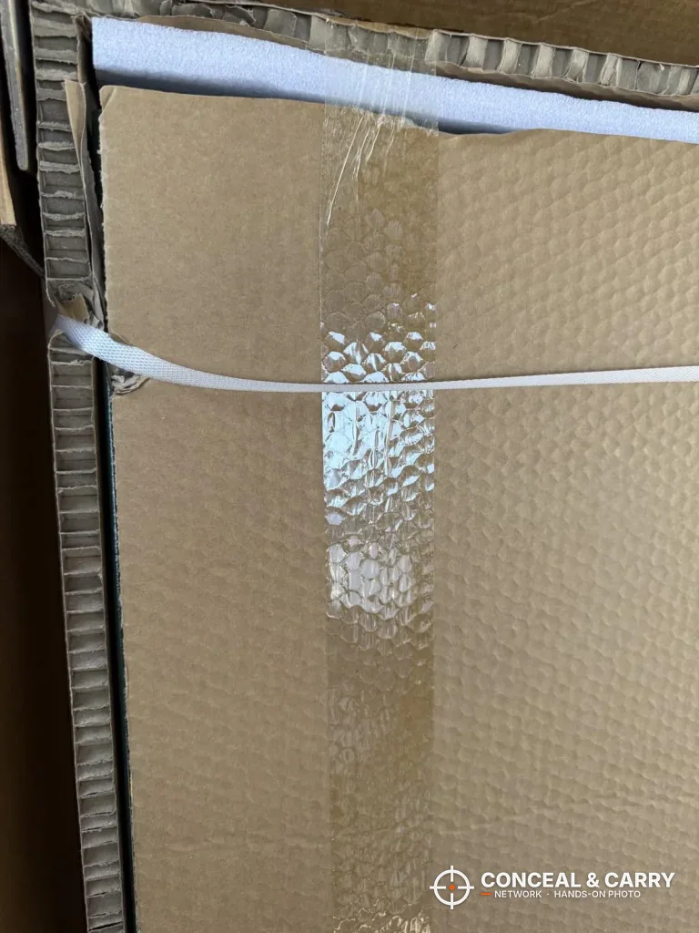 KAER 18-21 gun safe carton strapped and bubble-wrapped for shipping