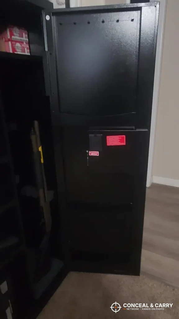 KAER 3-5 gun fingerprint safe with the door swung open