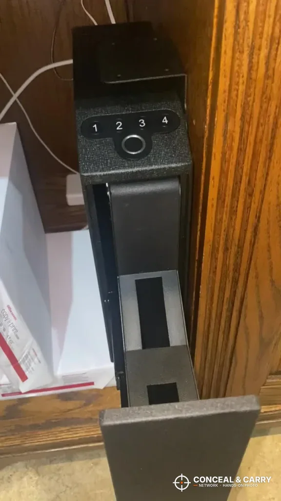 Langger slider safe drawer open showing the foam cradle