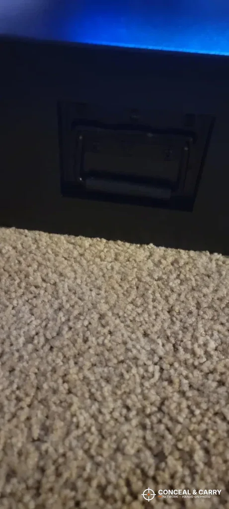 Recessed side handle on the Langger under-bed gun safe