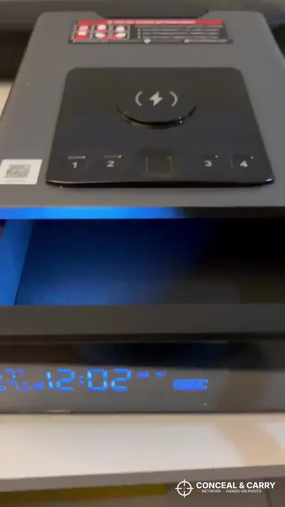 Mboko drawer open with the interior lit blue