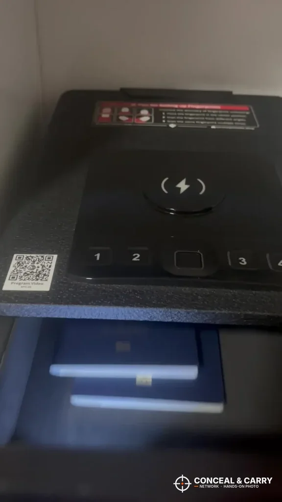 Mboko drawer pulled open with items inside under the interior light
