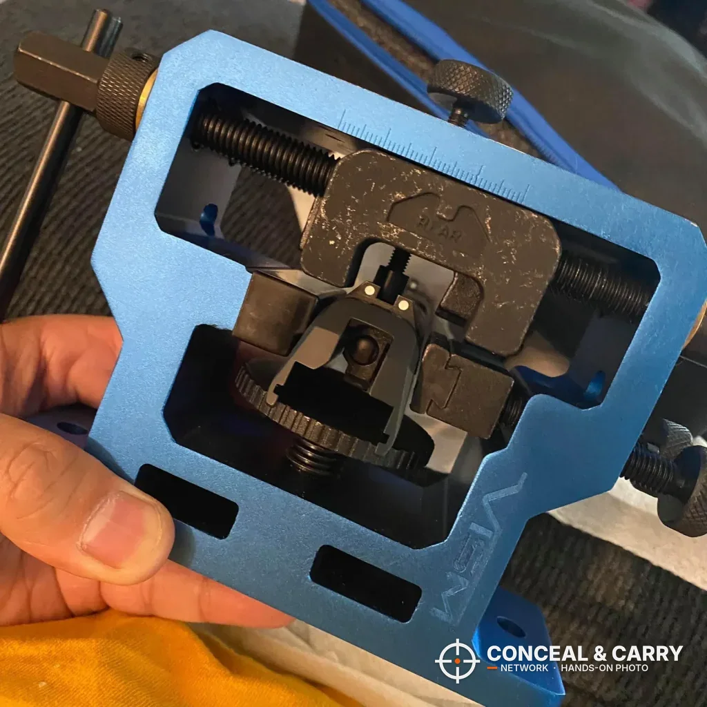 Slide clamped in the NcSTAR VISM frame, held in hand