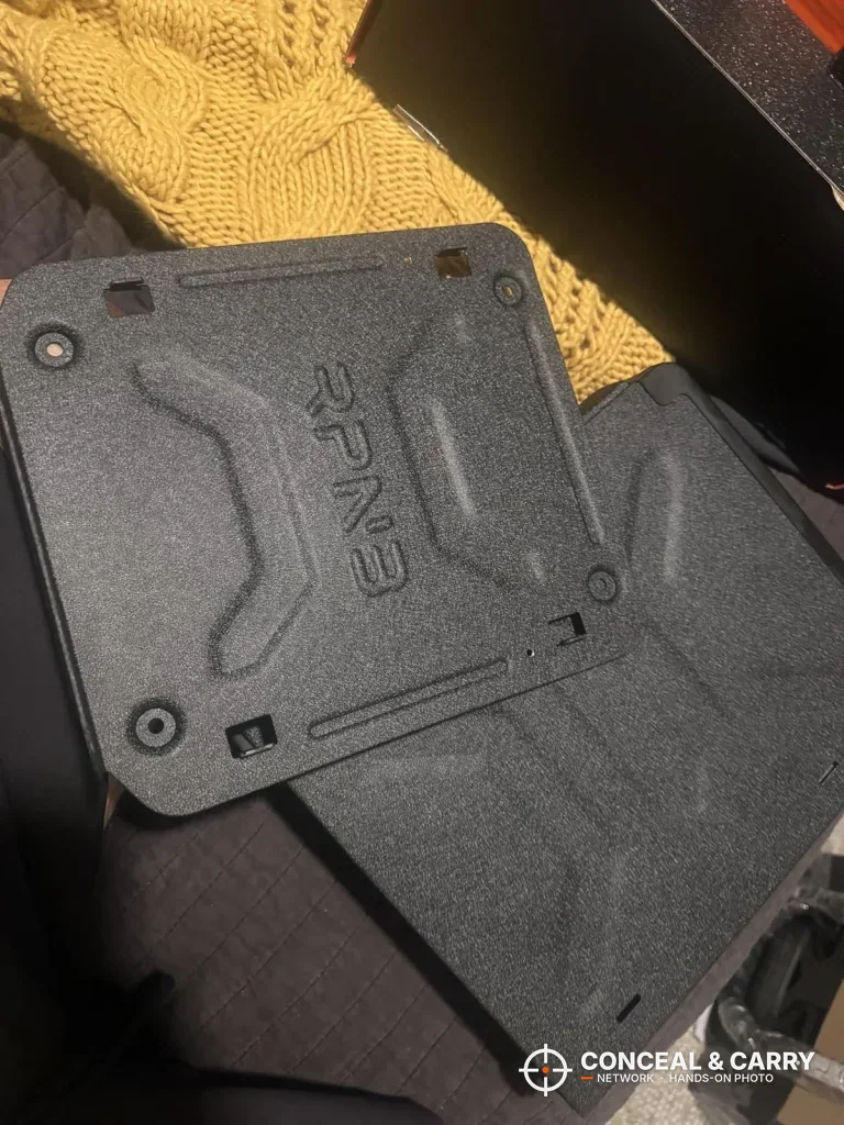 RPNB bedside safe mounting bracket plate with the RPNB name molded in