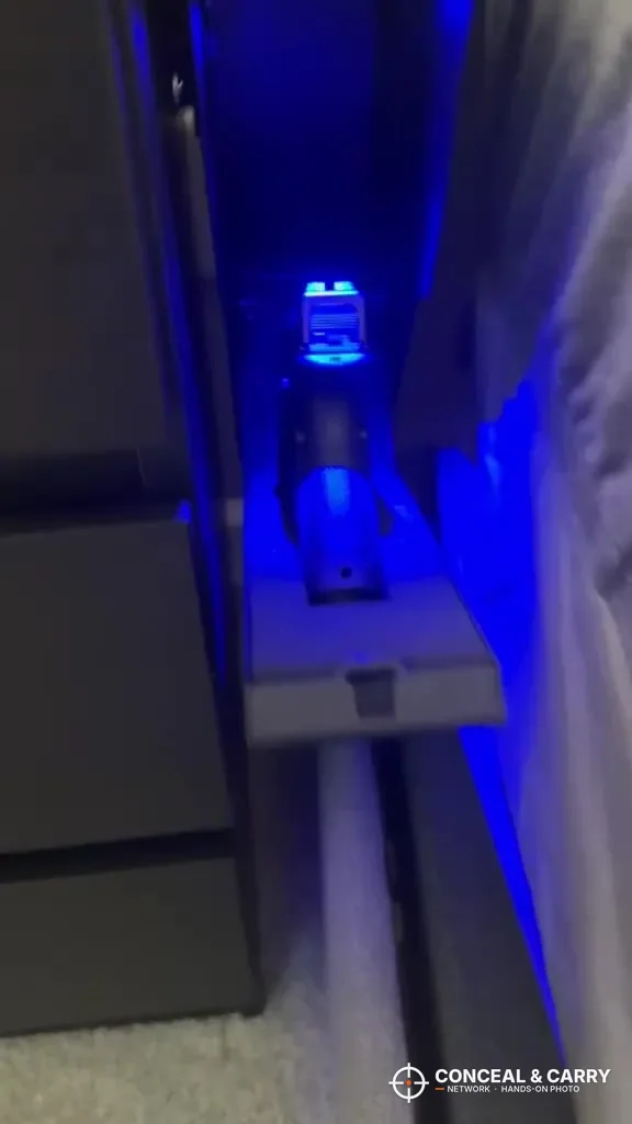 RPNB RP311F mounted in a narrow gap beside furniture with the drawer lit