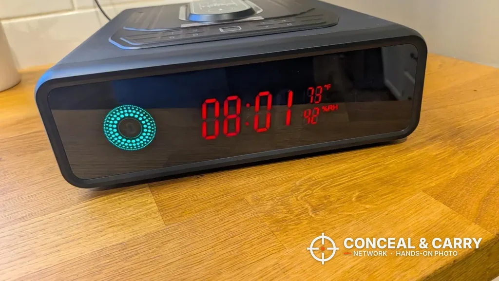 Red time readout on the front of the TRRKO charging safe