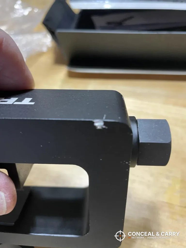 Close-up of the hex head on the side of the TRUGLO sight tool steel frame