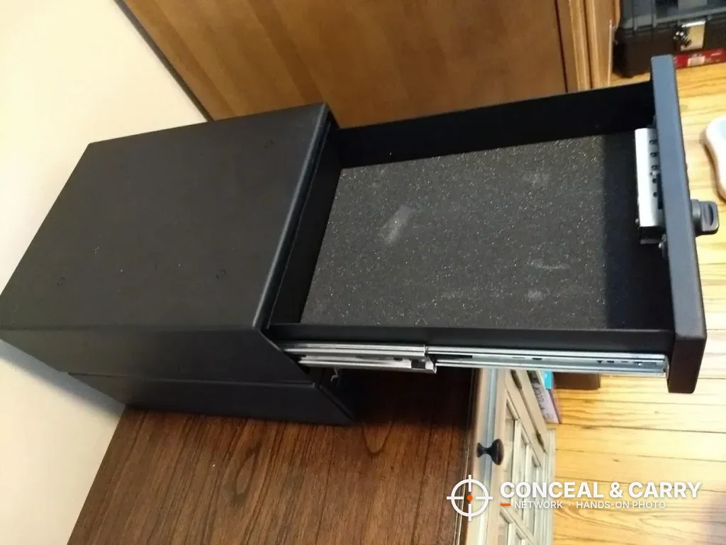 V-Line Slide-Away drawer extended on its ball-bearing slide