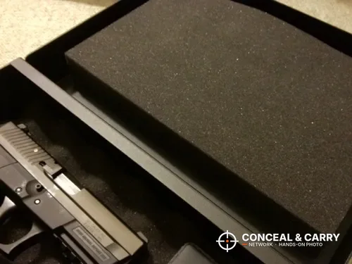 Close-up of a pistol in the foam of the V-Line Top Draw