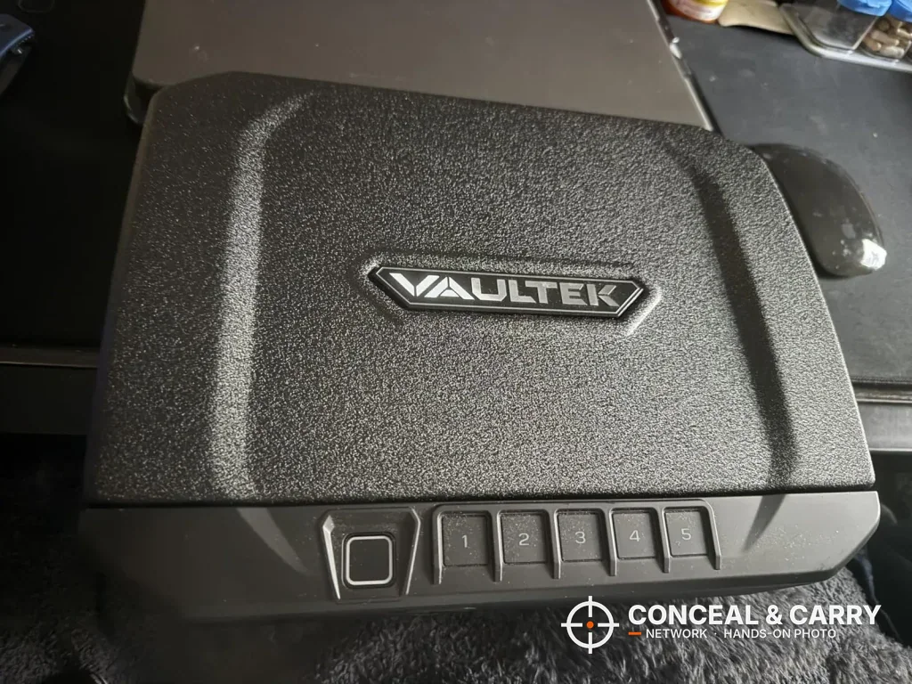 Vaultek 20 Series Biometric front edge with the fingerprint reader and numbered keypad