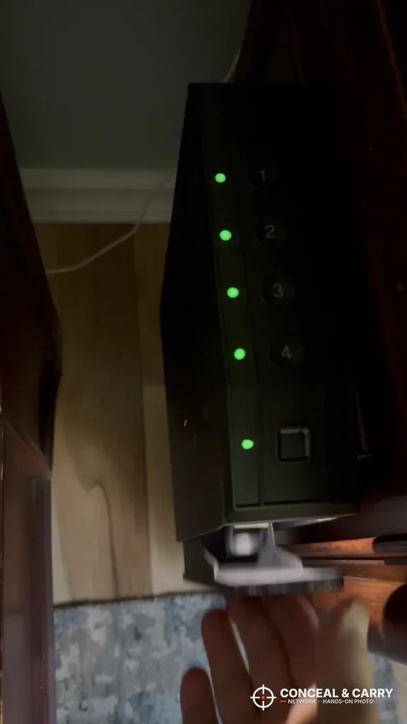 VoleStay keypad buttons lit green in the dark