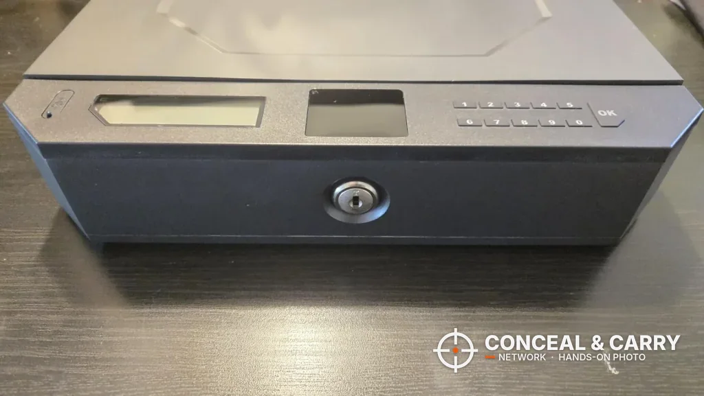 XEGIS safe front panel with display, palm sensor, keypad and key lock